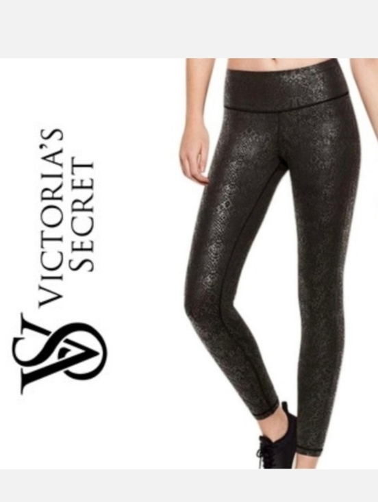 Victoria's Secret Pants - Victoria's Secret Black Metallic Snake-Print Leggings
